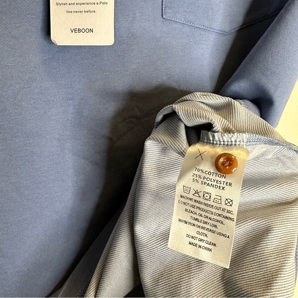 VEBOON Polo Men Collared T Shirts Front Pocket Cotton Blend Short Sleeve Tees L - Picture 8 of 8
